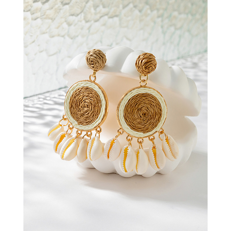 ins Holiday rattan Earrings for women Raffia woven earrings