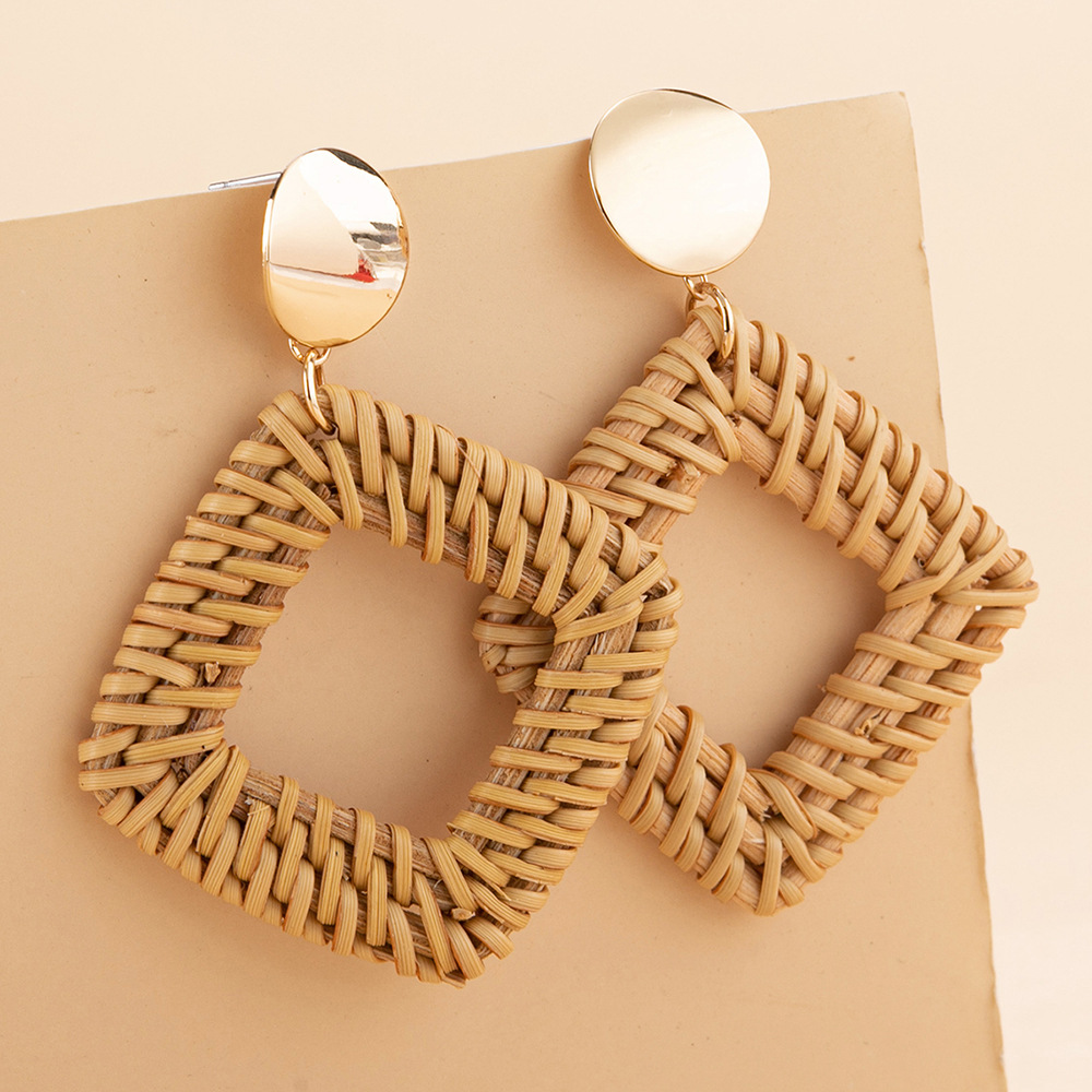 ins Holiday rattan Earrings for women Raffia woven earrings