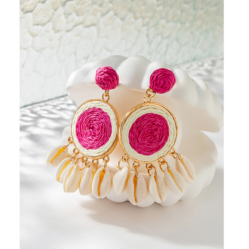 ins Holiday rattan Earrings for women Raffia woven earrings