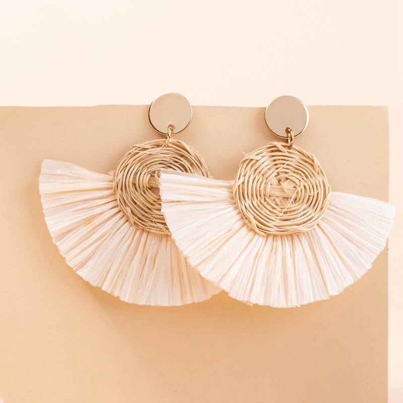 ins Holiday rattan Earrings for women Raffia woven earrings
