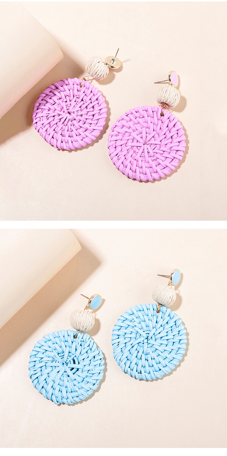 ins Holiday rattan Earrings for women Raffia woven earrings