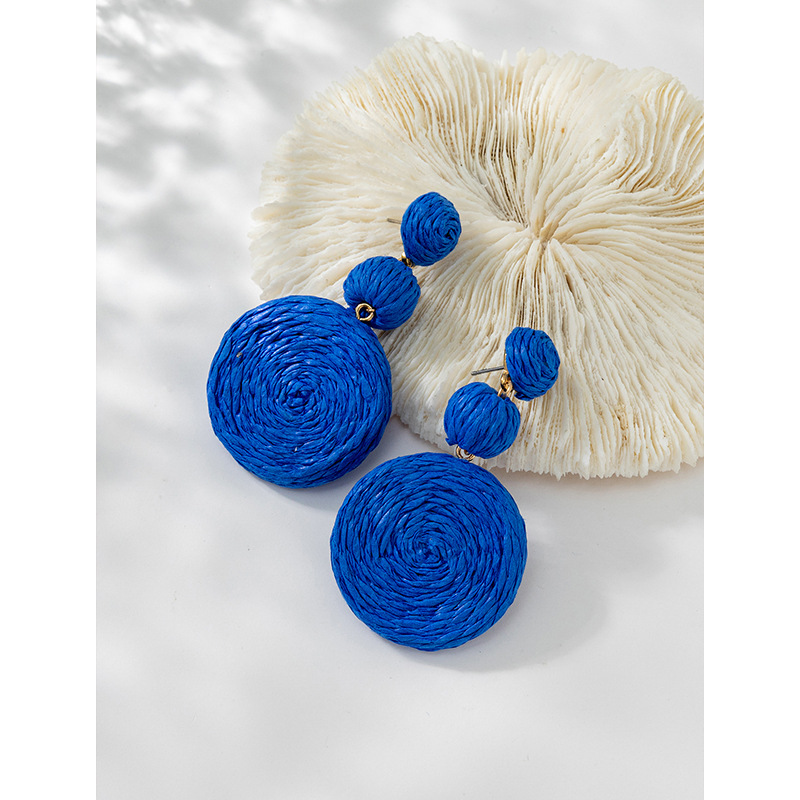ins Holiday rattan Earrings for women Raffia woven earrings