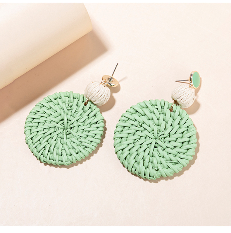 ins Holiday rattan Earrings for women Raffia woven earrings