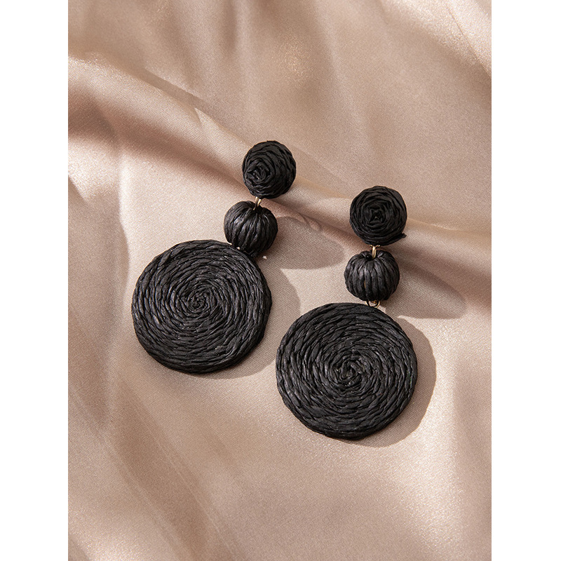 ins Holiday rattan Earrings for women Raffia woven earrings