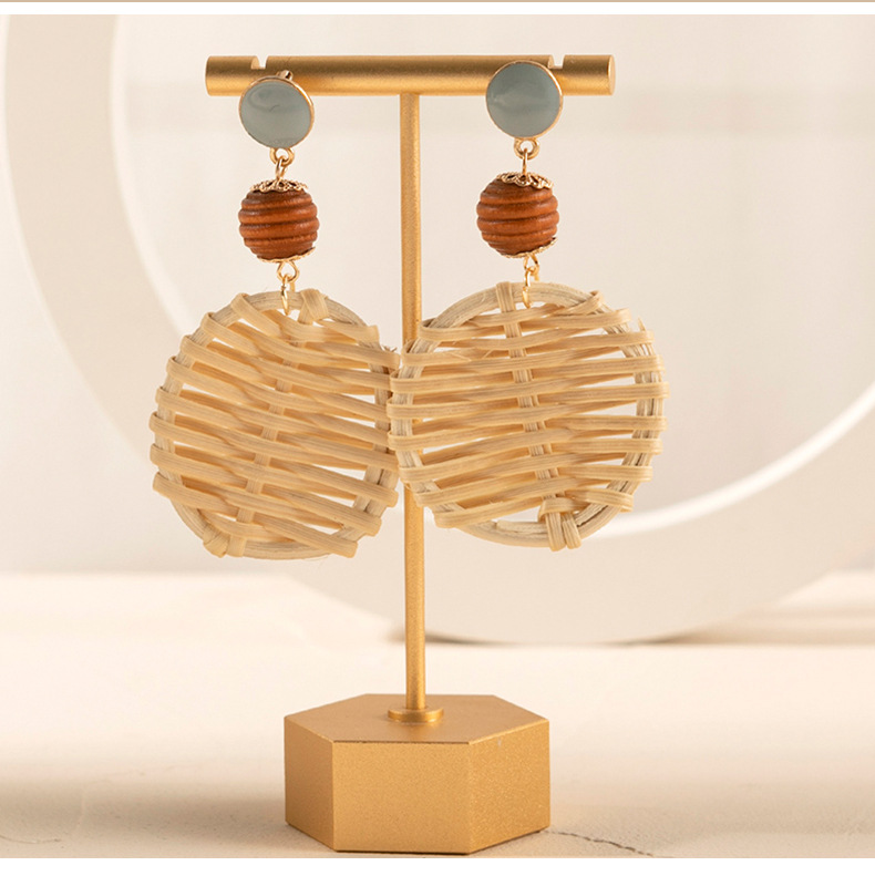 ins Holiday rattan Earrings for women Raffia woven earrings