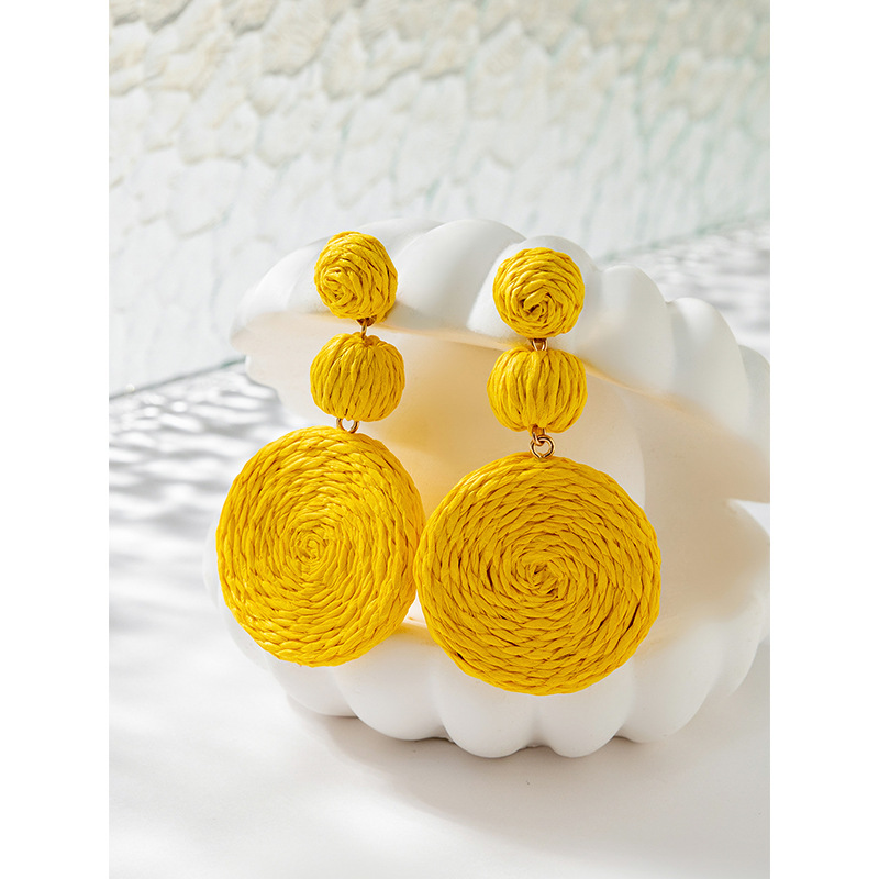 ins Holiday rattan Earrings for women Raffia woven earrings