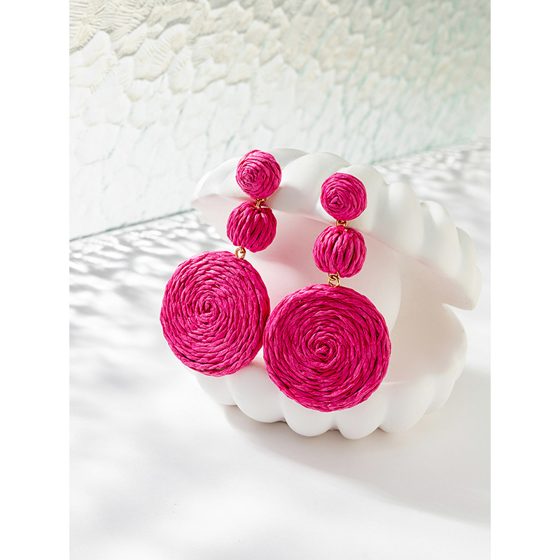 ins Holiday rattan Earrings for women Raffia woven earrings