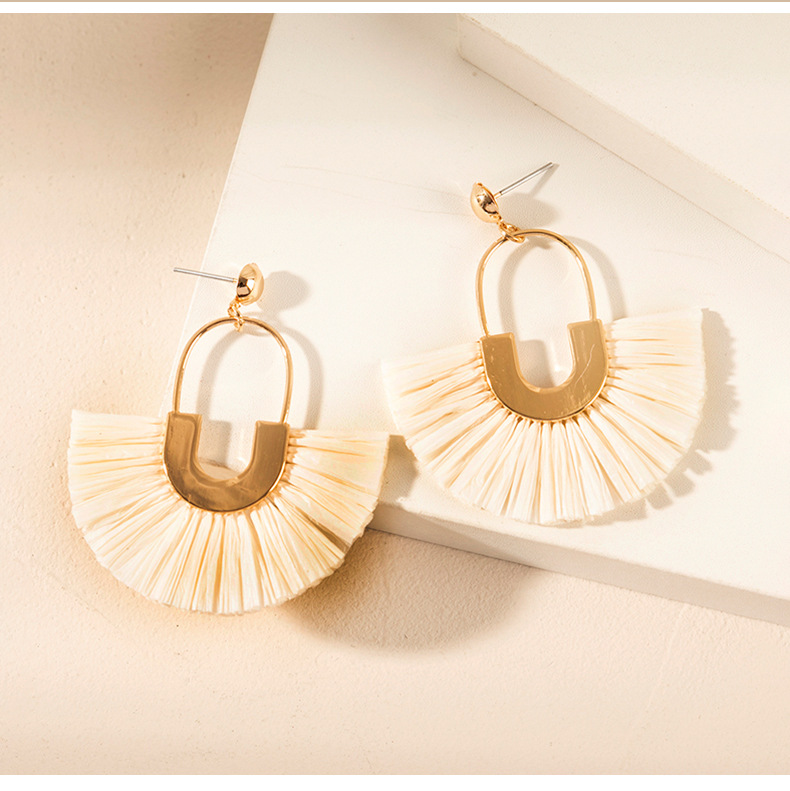 ins Holiday rattan Earrings for women Raffia woven earrings
