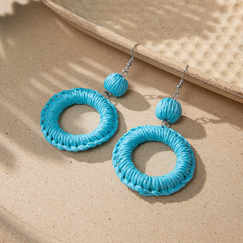 ins Holiday rattan Earrings for women Raffia woven earrings