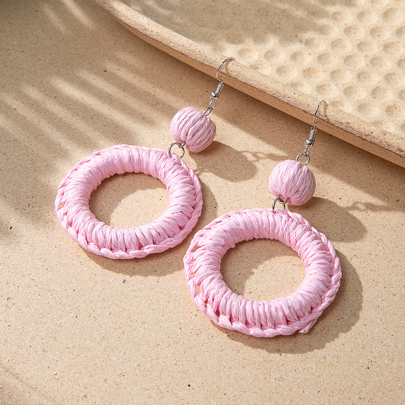 ins Holiday rattan Earrings for women Raffia woven earrings