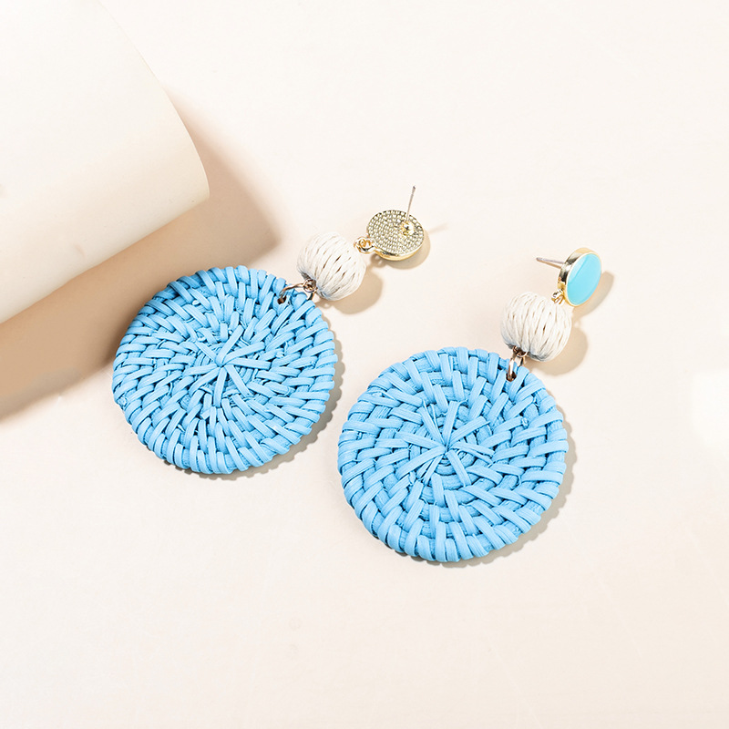 ins Holiday rattan Earrings for women Raffia woven earrings