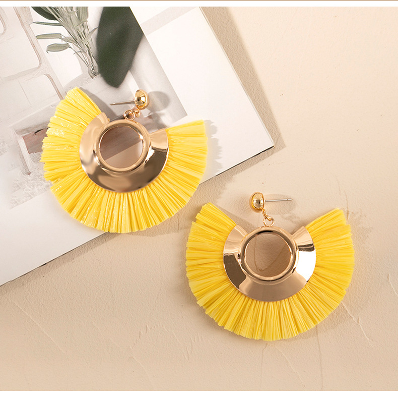 ins Holiday rattan Earrings for women Raffia woven earrings