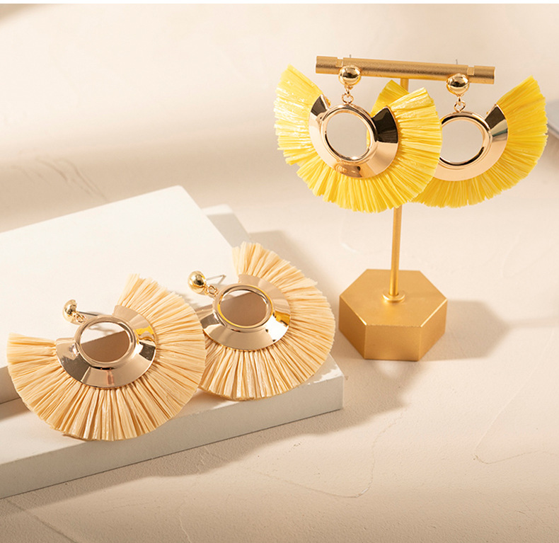 ins Holiday rattan Earrings for women Raffia woven earrings