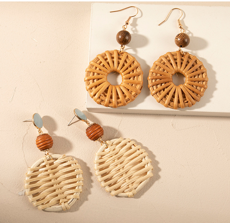 ins Holiday rattan Earrings for women Raffia woven earrings