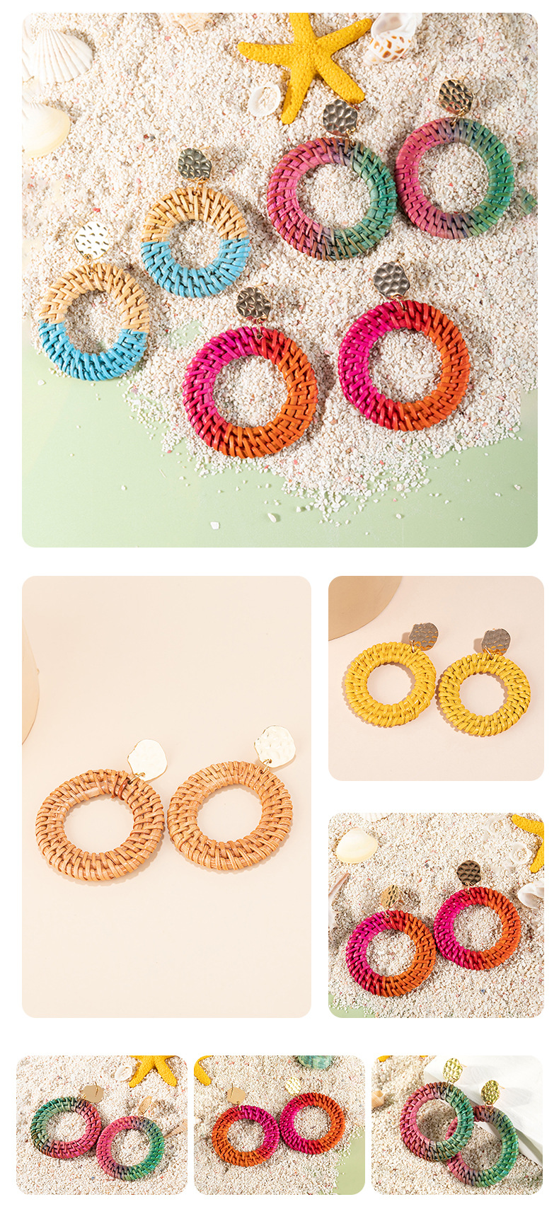 ins Holiday rattan Earrings for women Raffia woven earrings