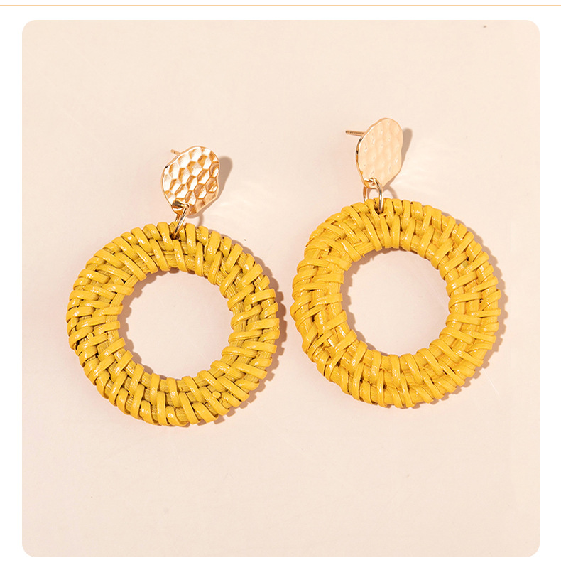 ins Holiday rattan Earrings for women Raffia woven earrings