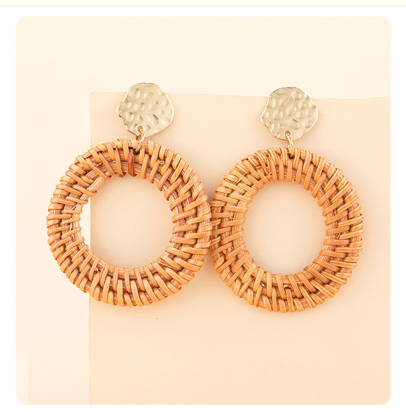 ins Holiday rattan Earrings for women Raffia woven earrings