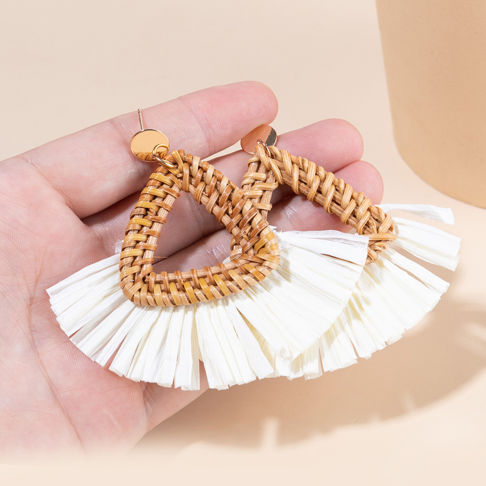 ins Holiday rattan Earrings for women Raffia woven earrings