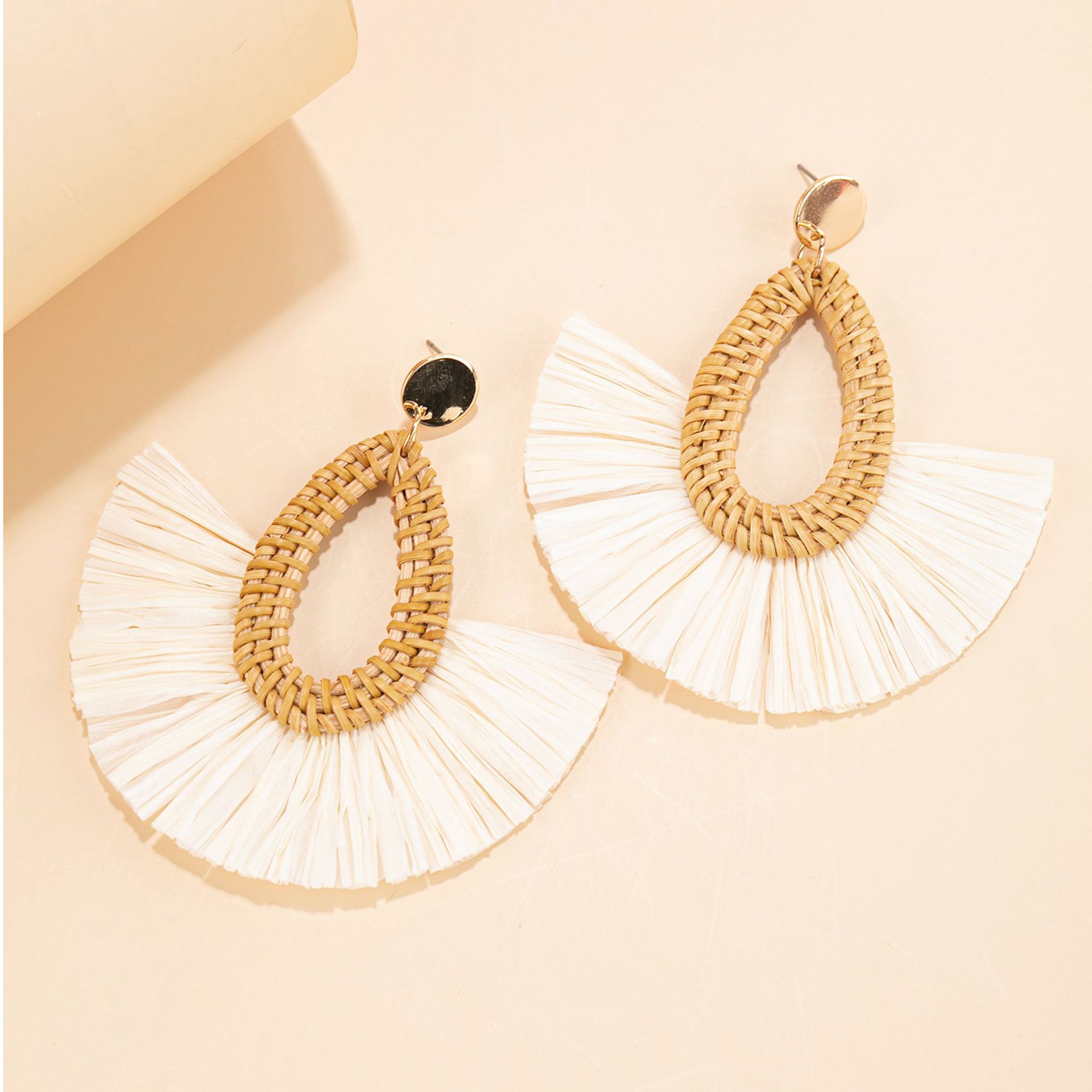 ins Holiday rattan Earrings for women Raffia woven earrings