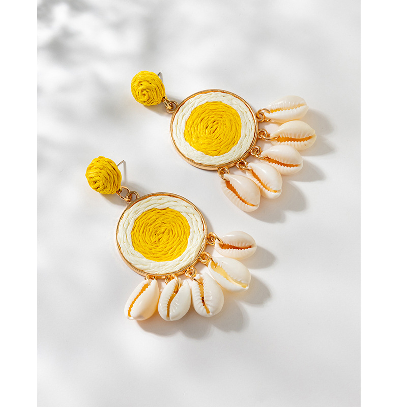 ins Holiday rattan Earrings for women Raffia woven earrings