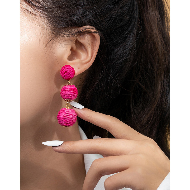 ins Holiday rattan Earrings for women Raffia woven earrings
