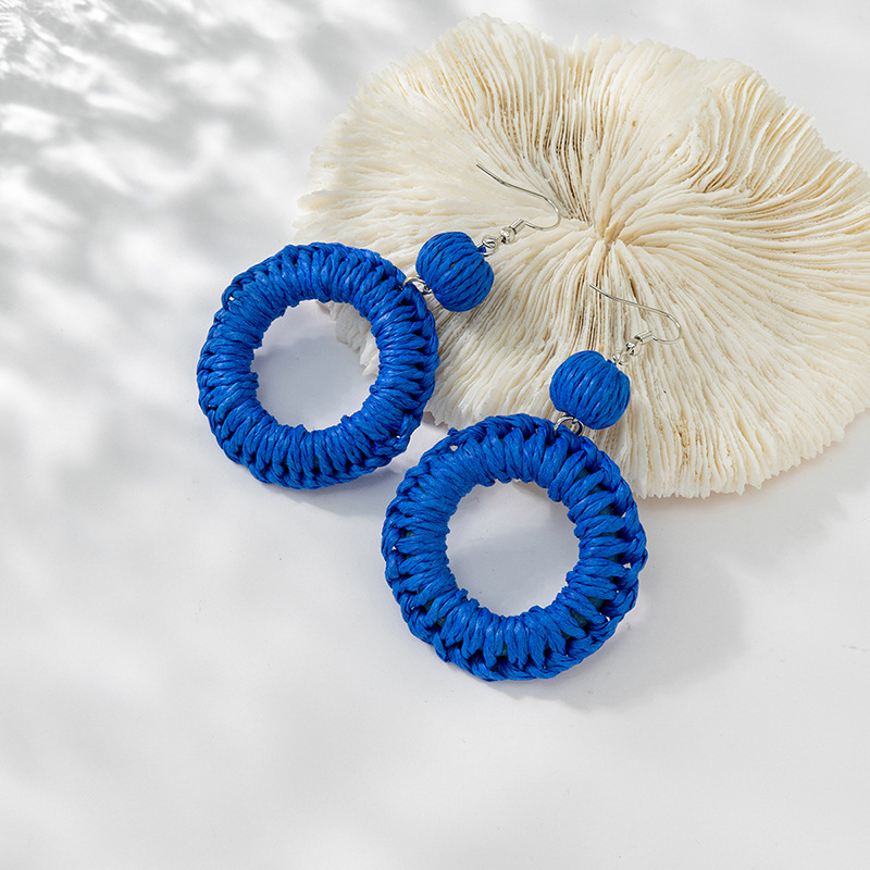 ins Holiday rattan Earrings for women Raffia woven earrings