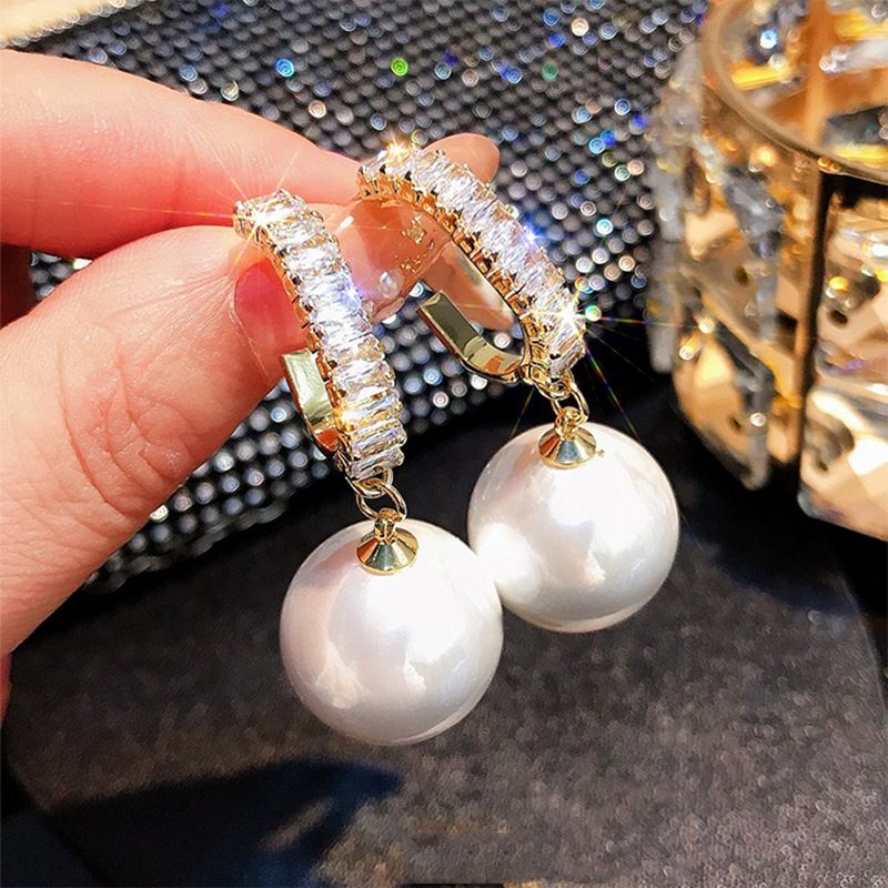 s925 Silver needle French style pearl earrings