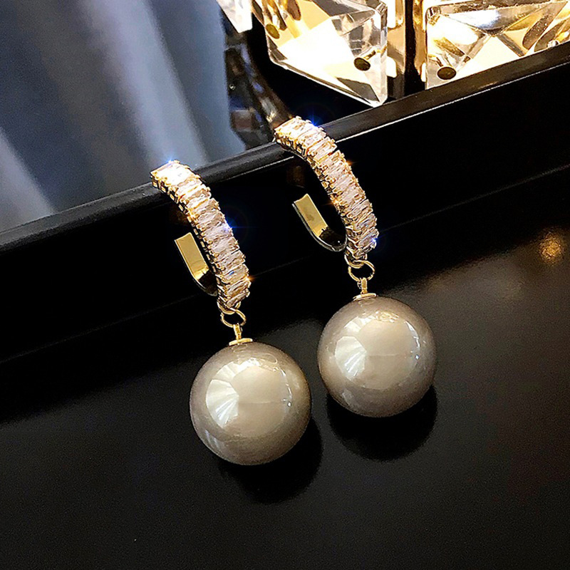 s925 Silver needle French style pearl earrings