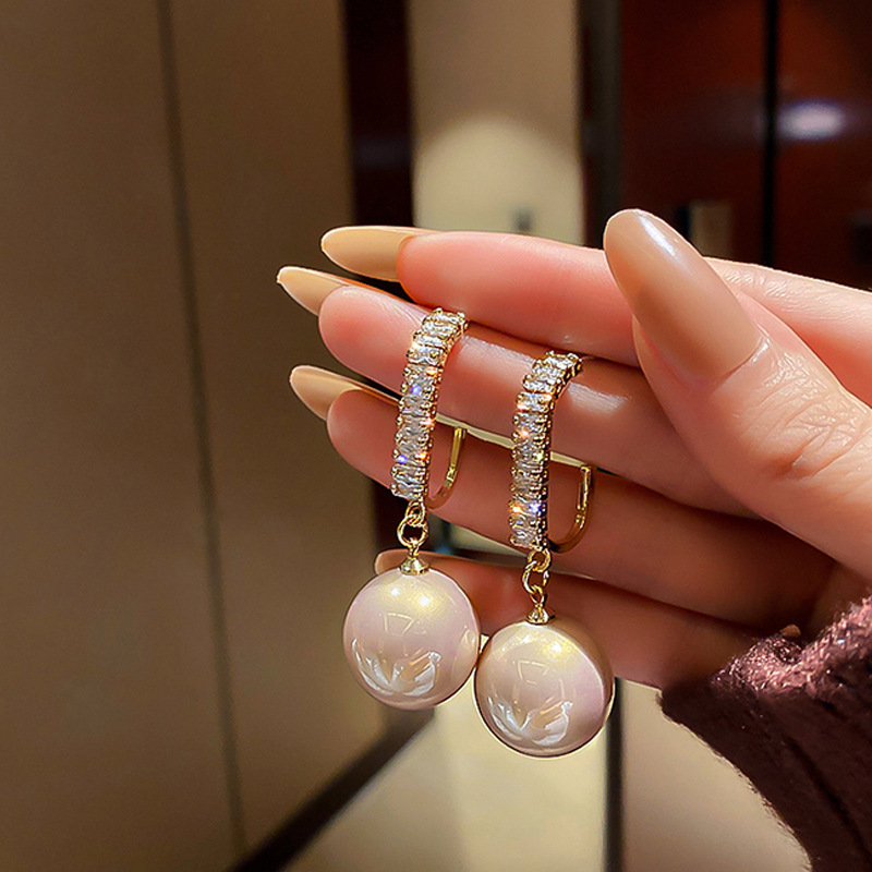 s925 Silver needle French style pearl earrings