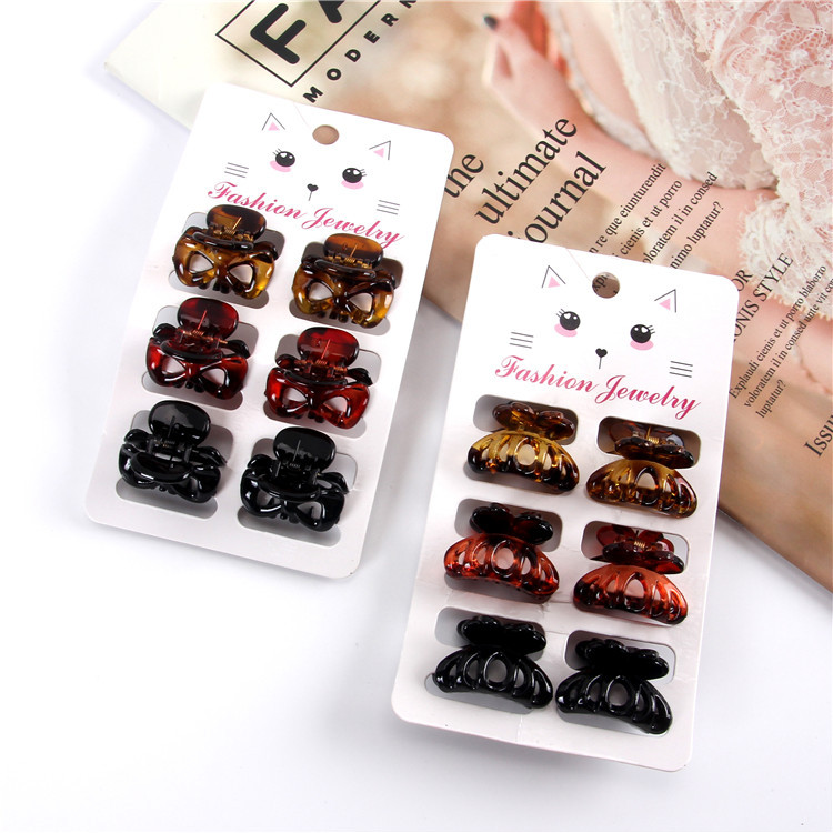 6 cardstock amber cute mini grab clips for children’s hair in pigtails