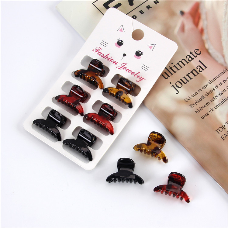 6 cardstock amber cute mini grab clips for children’s hair in pigtails