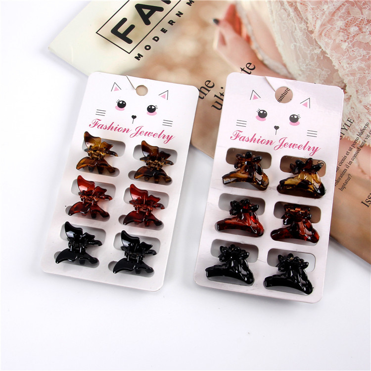 6 cardstock amber cute mini grab clips for children’s hair in pigtails
