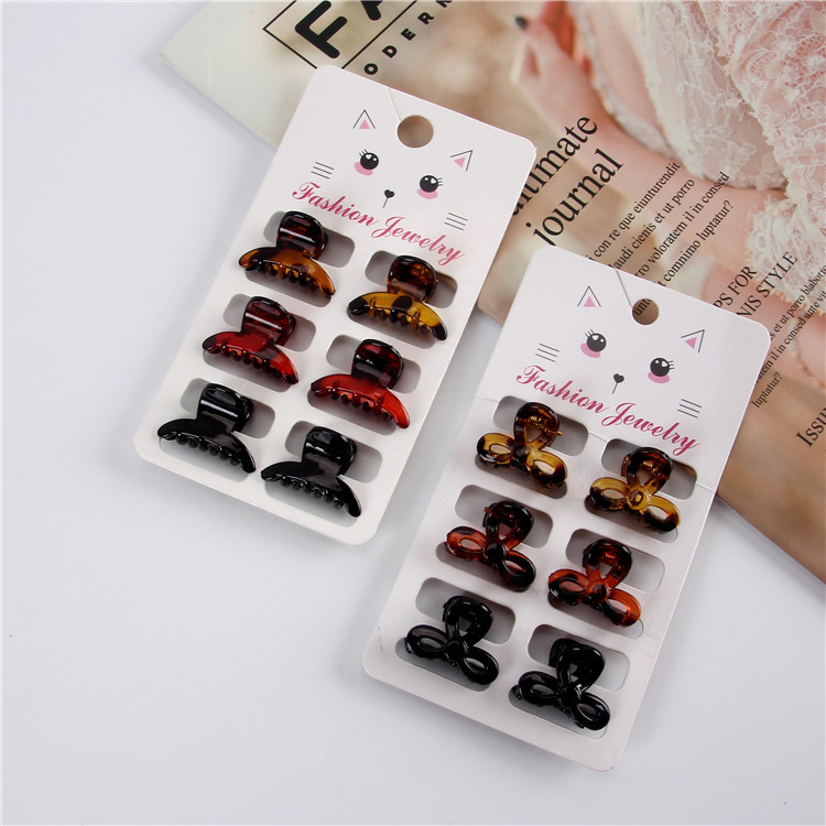 6 cardstock amber cute mini grab clips for children’s hair in pigtails