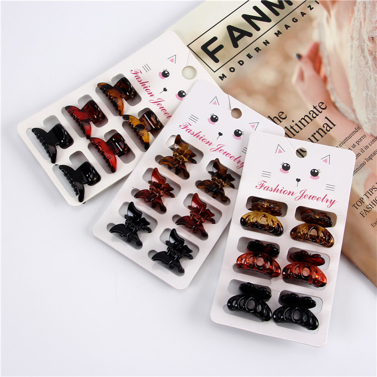 6 cardstock amber cute mini grab clips for children’s hair in pigtails