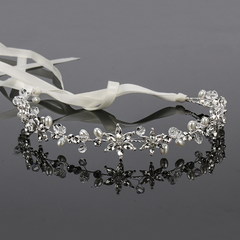 Alloy rhinestone headband white wedding accessories