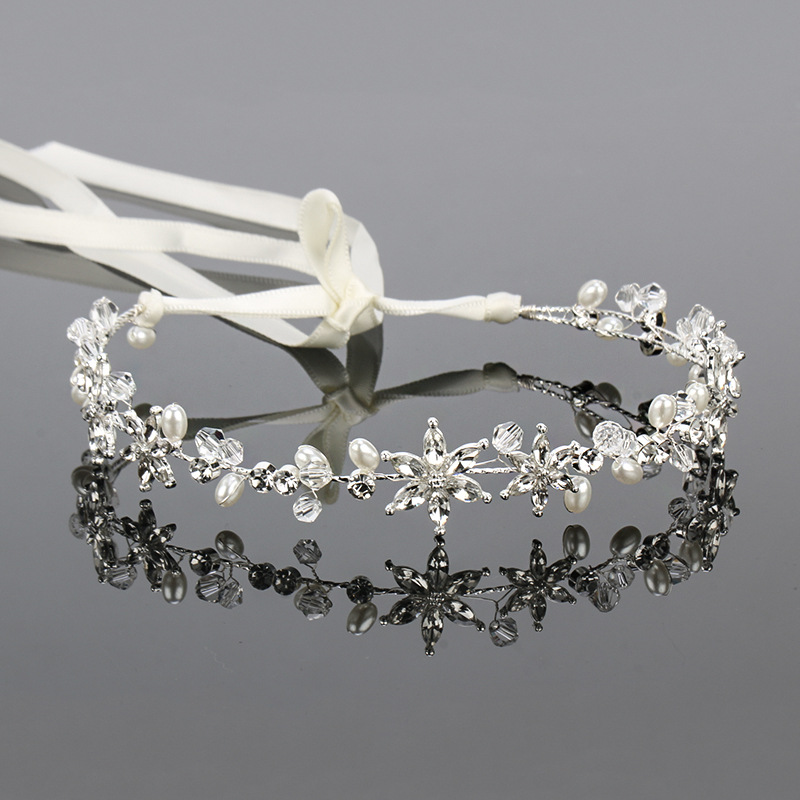 Alloy rhinestone headband white wedding accessories