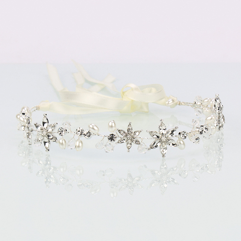 Alloy rhinestone headband white wedding accessories