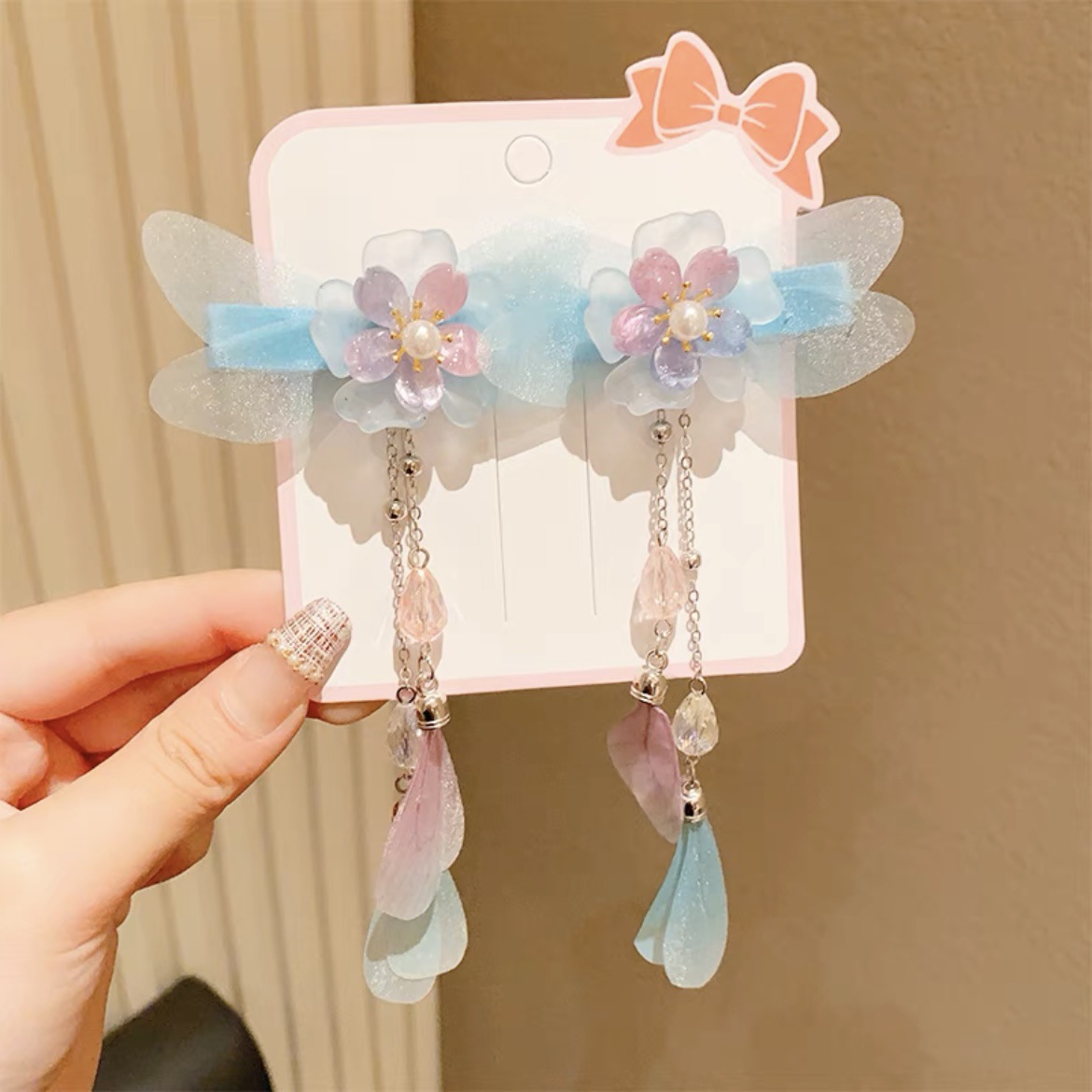 Antique hair clip for kids Super fairy bow hair clip for girls