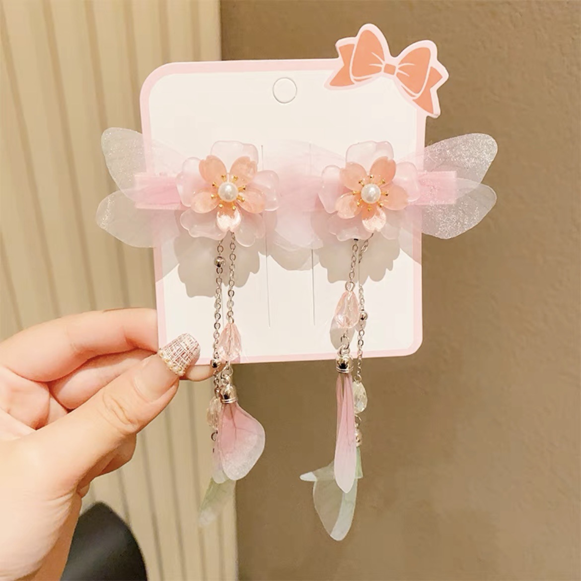Antique hair clip for kids Super fairy bow hair clip for girls