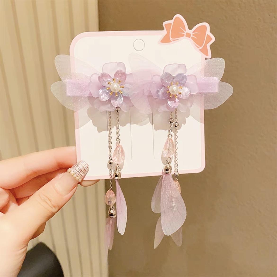 Antique hair clip for kids Super fairy bow hair clip for girls