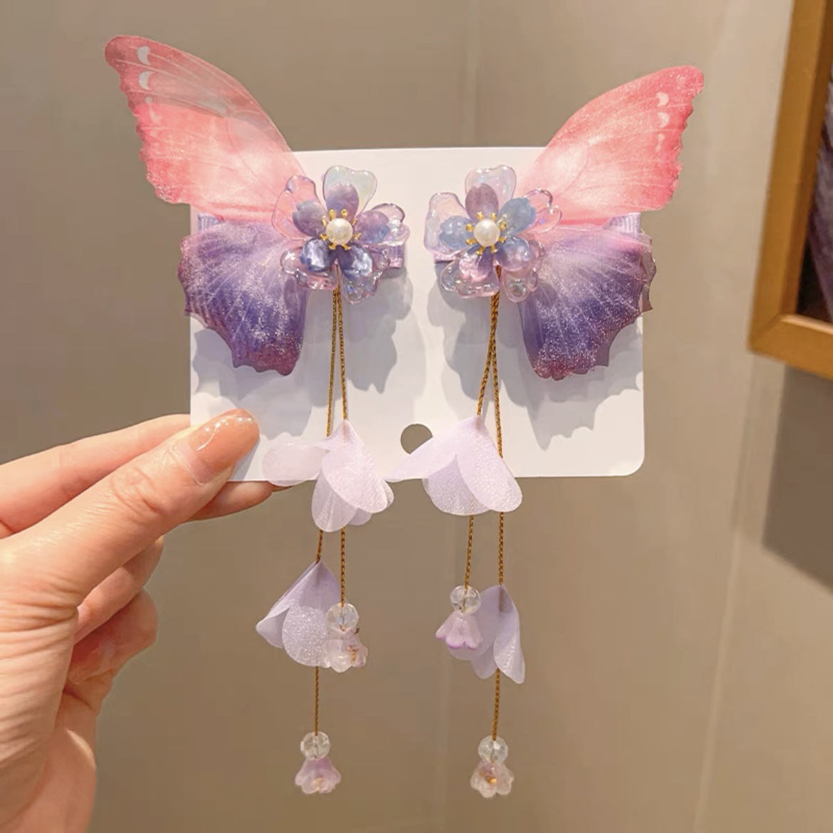 Antique hair clip for kids Super fairy bow hair clip for girls