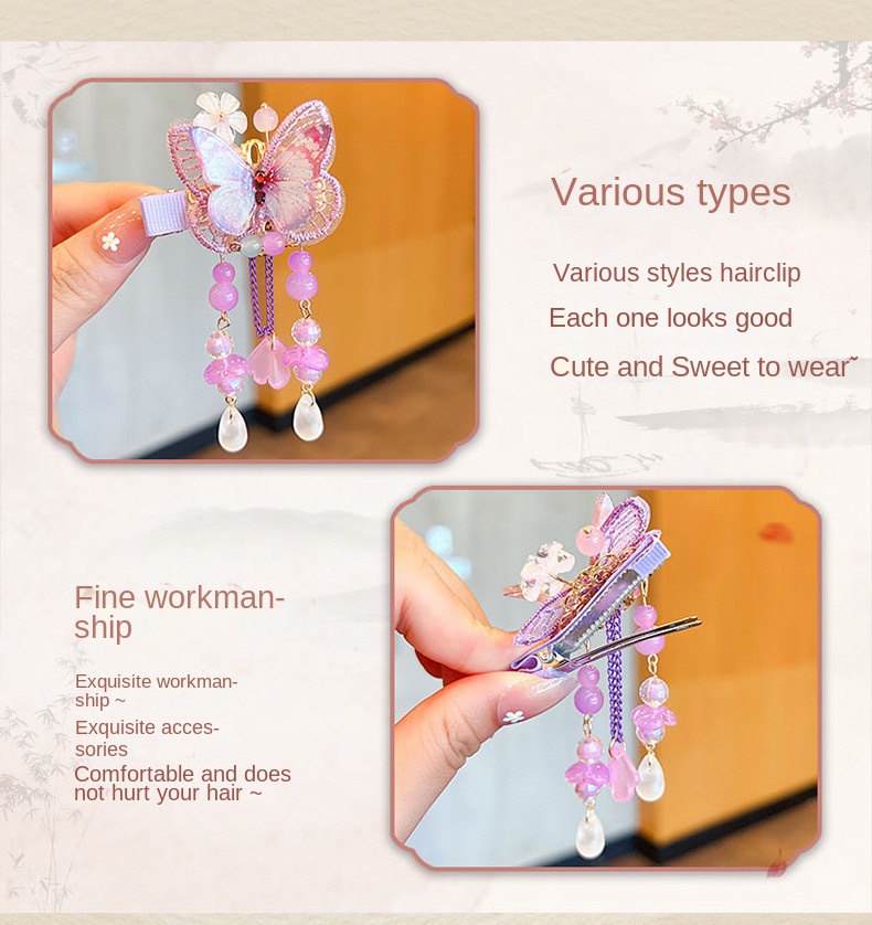 Antique hair clip for kids Super fairy bow hair clip for girls