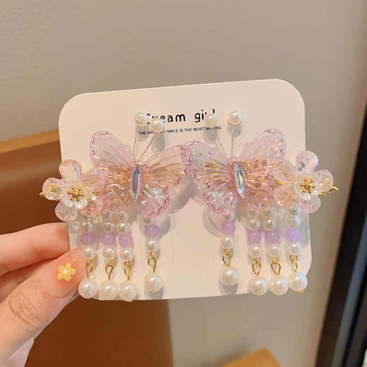 Antique hair clip for kids Super fairy bow hair clip for girls