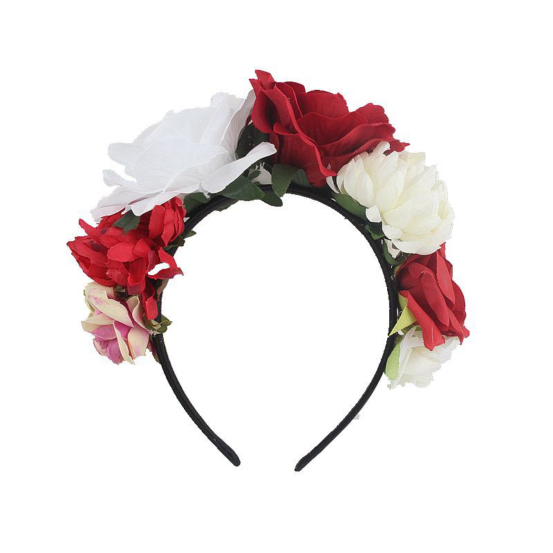 Artificial rose headband headwear ethnic makeup pie butt buckle