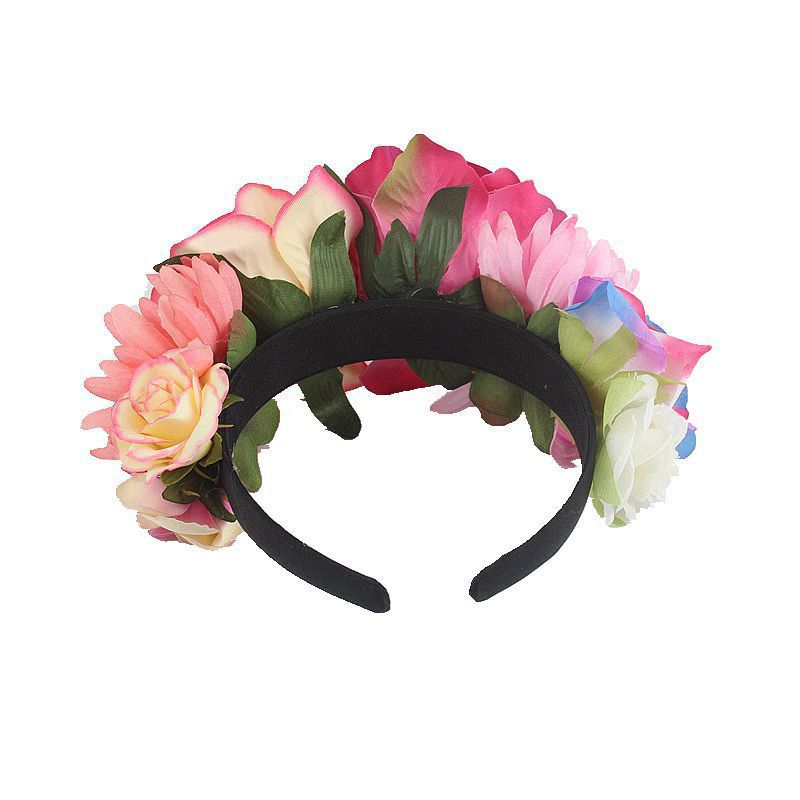 Artificial rose headband headwear ethnic makeup pie butt buckle