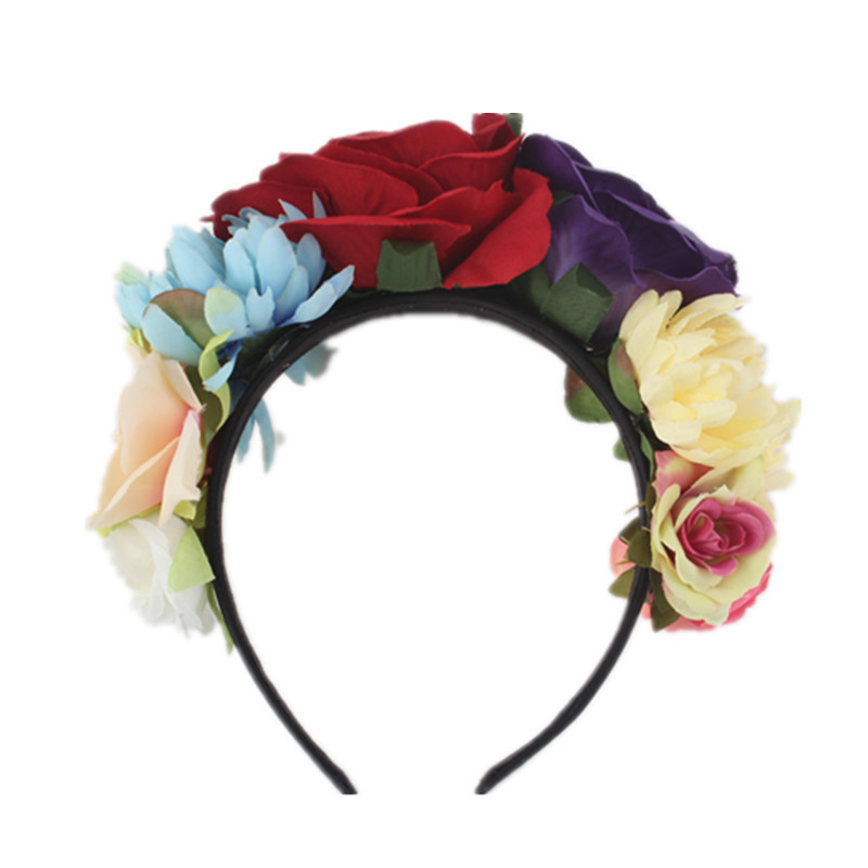 Artificial rose headband headwear ethnic makeup pie butt buckle