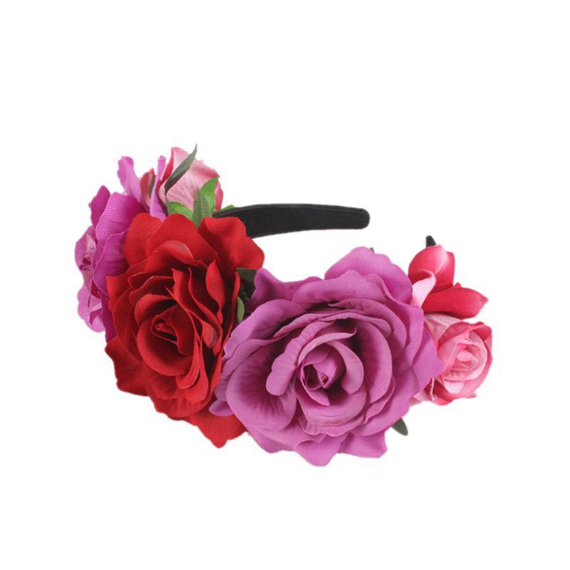 Artificial rose headband headwear ethnic makeup pie butt buckle