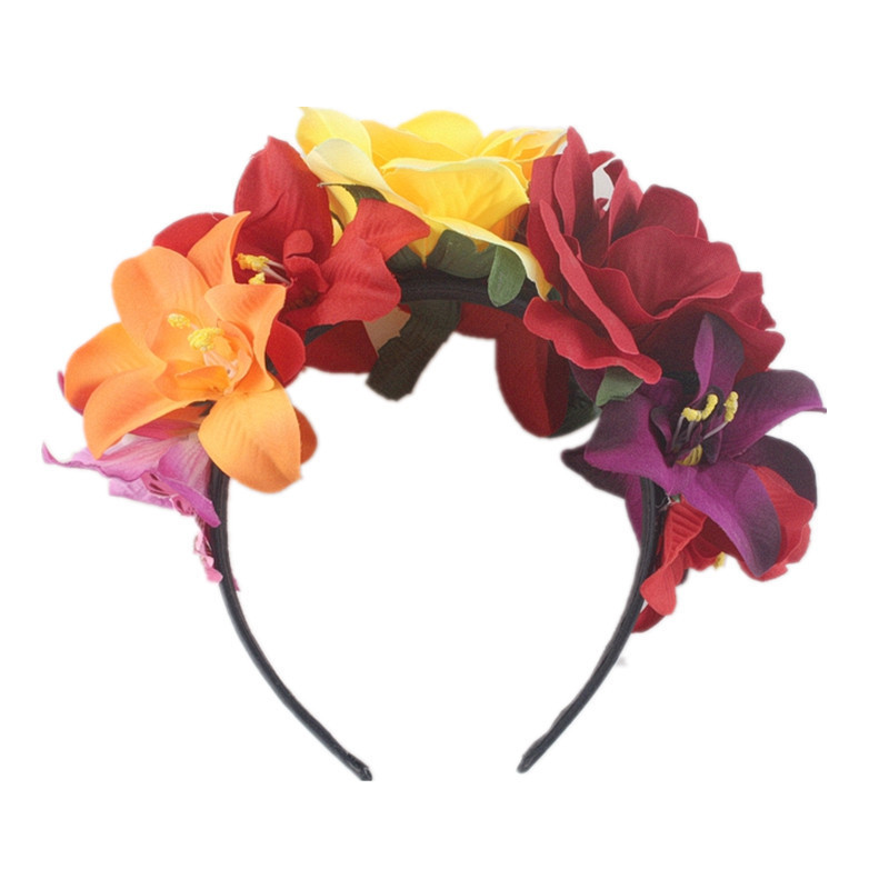 Artificial rose headband headwear ethnic makeup pie butt buckle
