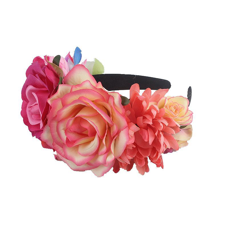 Artificial rose headband headwear ethnic makeup pie butt buckle