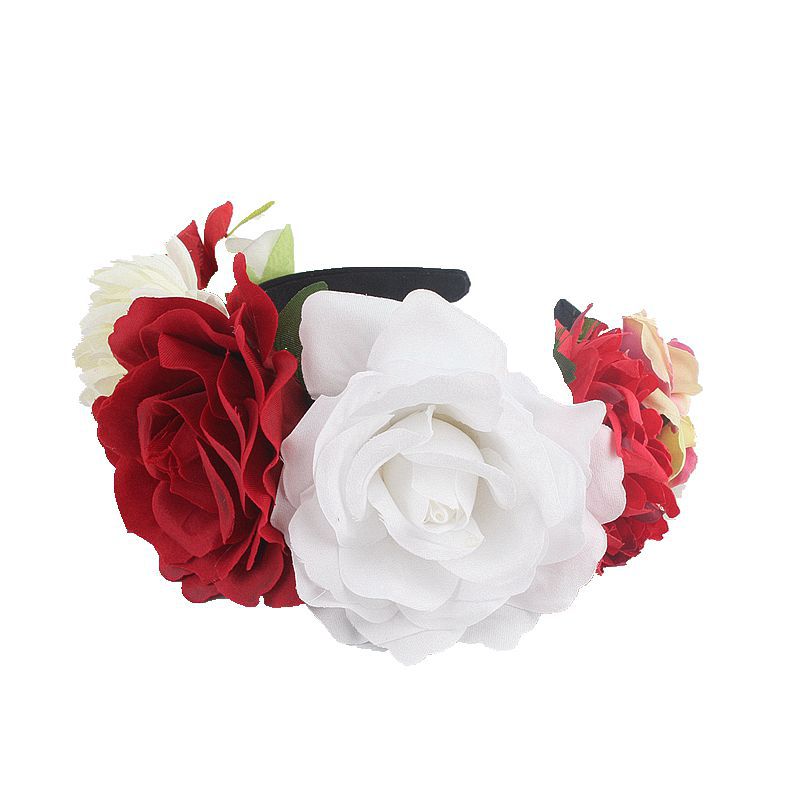 Artificial rose headband headwear ethnic makeup pie butt buckle